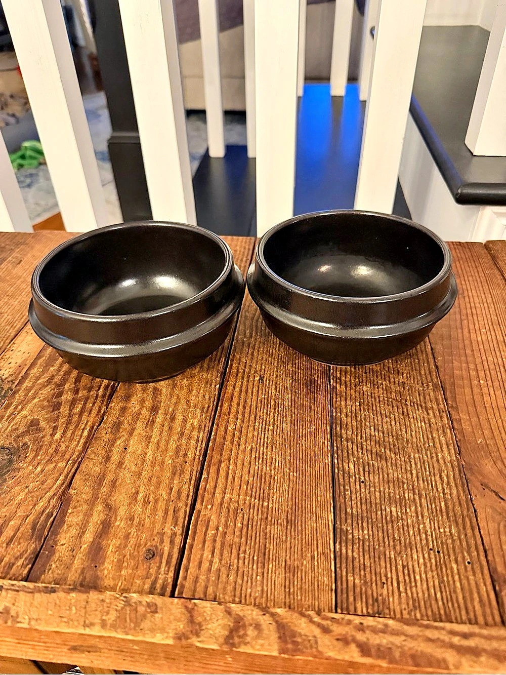 Pair of traditional Asian earthenware bowls